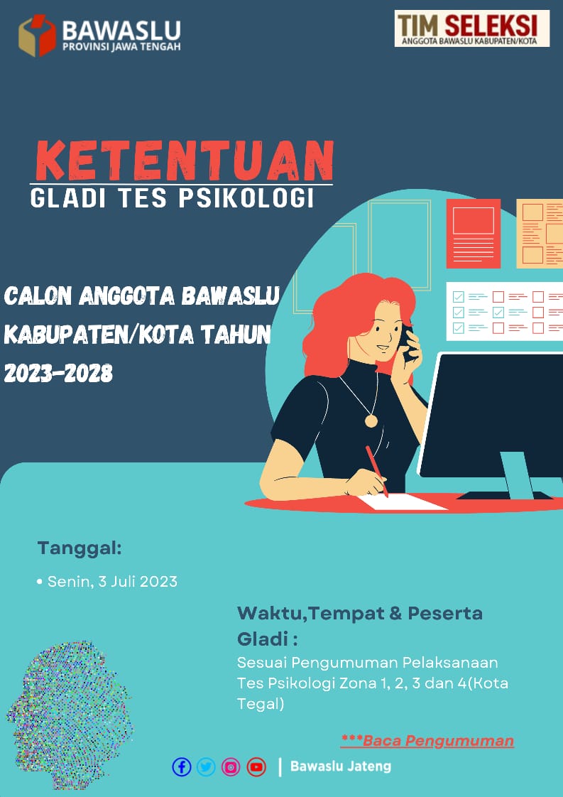 Ketentuan Gladi Tes Psikologi Calon Anggota Bawaslu Kabupaten/Kota Tahun 2023-2028