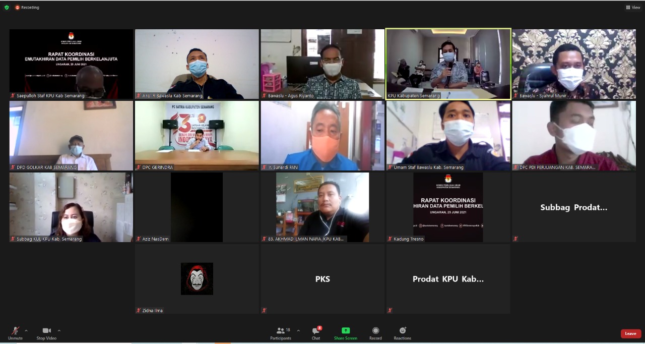 Bawaslu Rapat Koordinasi Daftar Pemilih Berkelanjutan (DPB) Periode Juni 2021