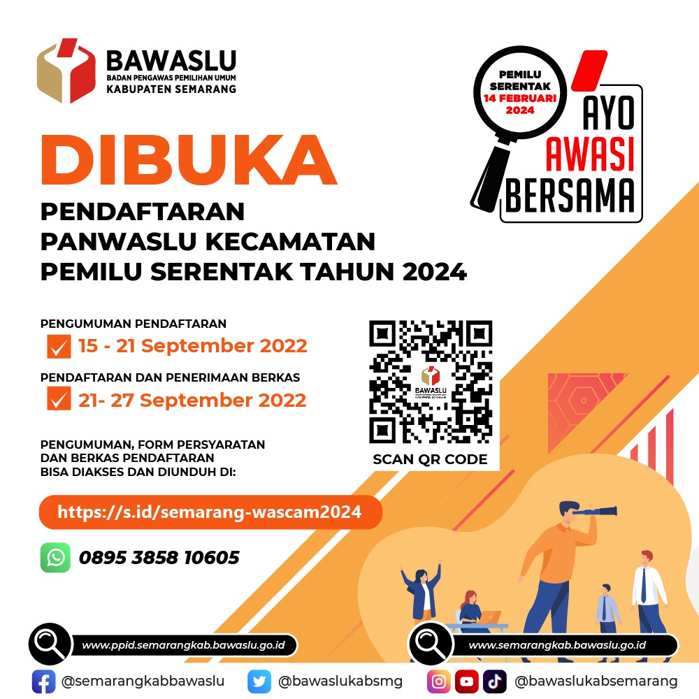 PENGUMUMAN PENDAFTARAN CALON ANGGOTA PANWASLU KECAMATAN DALAM PEMILU SERENTAK 2024