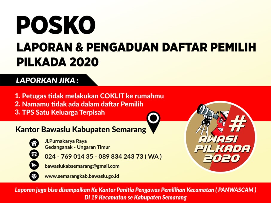 Bawaslu Kabupaten Semarang Luncurkan E-Posko Laporan & Pengaduan Daftar Pemilih Pilkada 2020