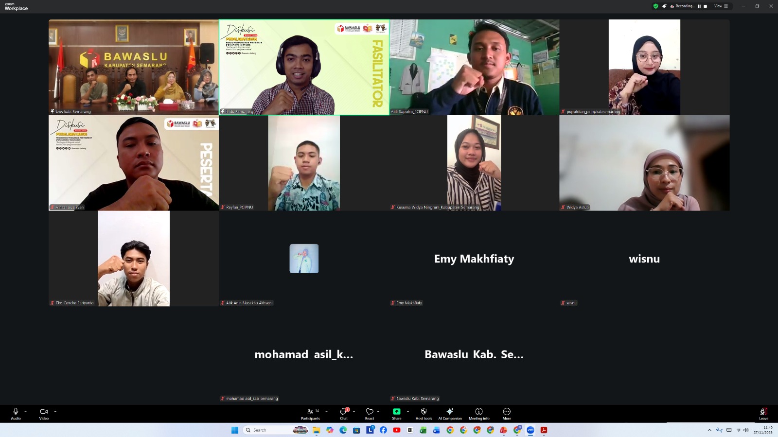 Kegiatan Rapat Tindak Lanjut Pasca Kegiatan P2P Daring Tahun 2025, Kamis 27 November 2025