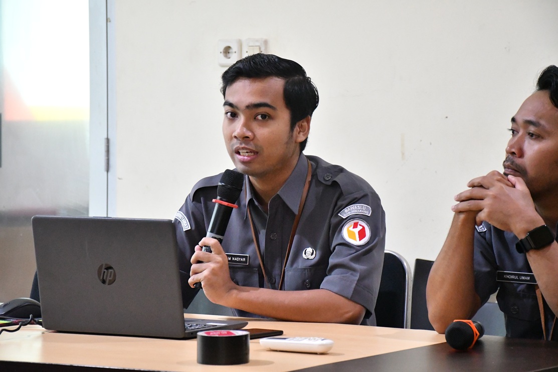 Kegiatan Pendidikan Pengawas Partisipatif (P2P) Magang pada 10 Februari 2026 menghadirkan narasumber Staf Sub Bagian Pengawasan Pemilu dan Humas, Noor M. Nasyar.