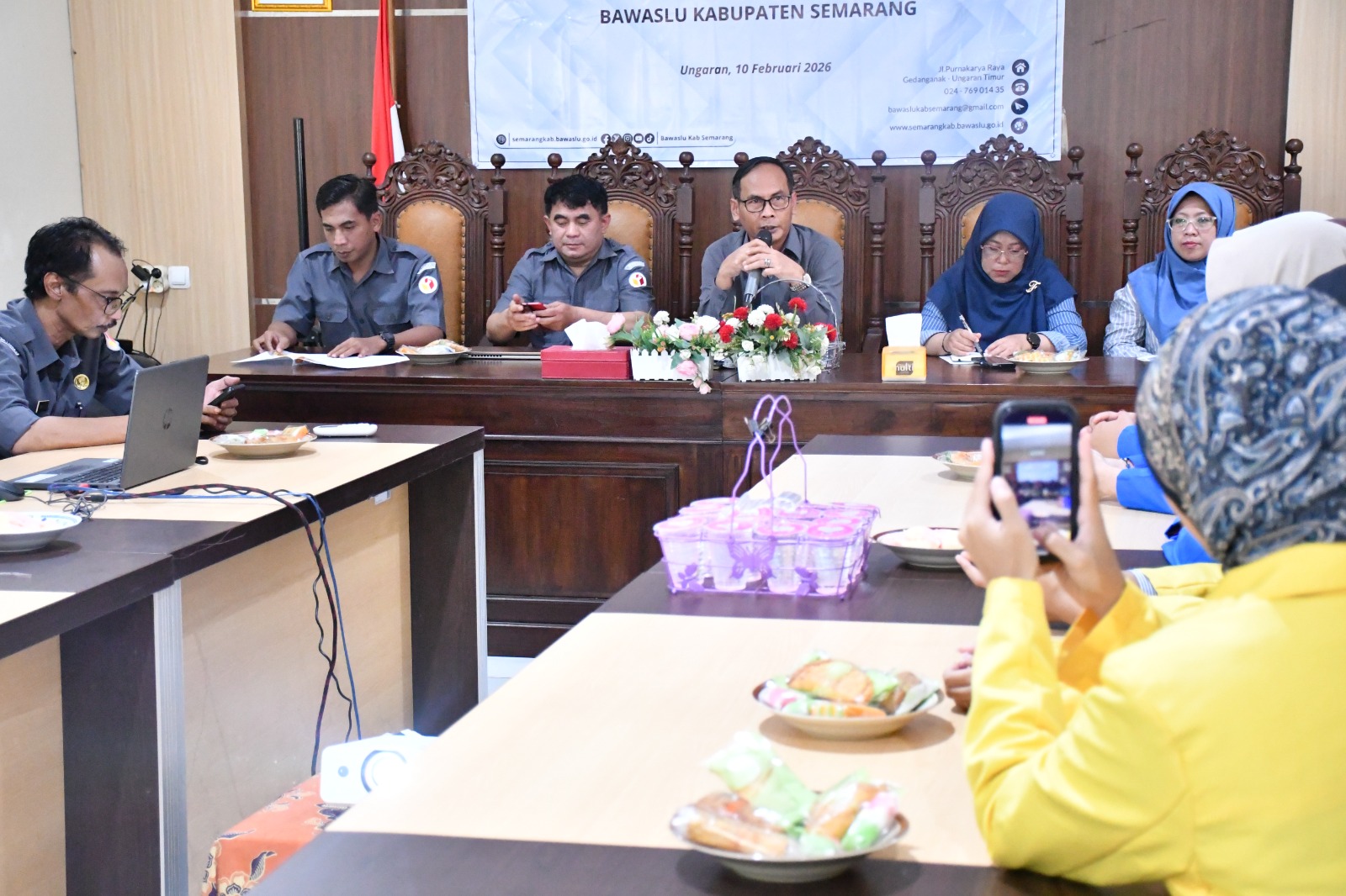 Konsolidasi Demokrasi dengan Mahasiswa dan Pers di Aula Bawaslu Kabupaten Semarang, Selasa 10 Februari 2026