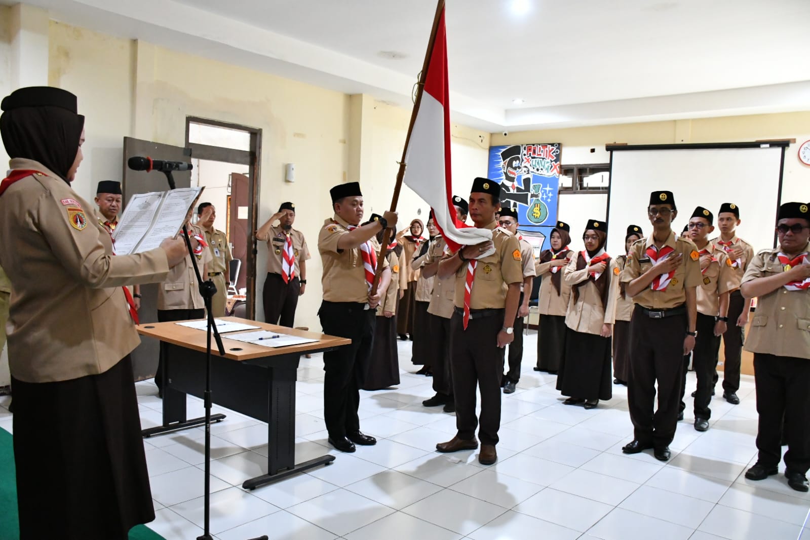Pelantikan Majelis Pembimbing dan Pinsaka Adhyasta Pemilu Kwarcab Semarang Masa Bakti 2026-2031 di Aula Bawaslu Kabupaten Semarang, Selasa 12 Mei 2026