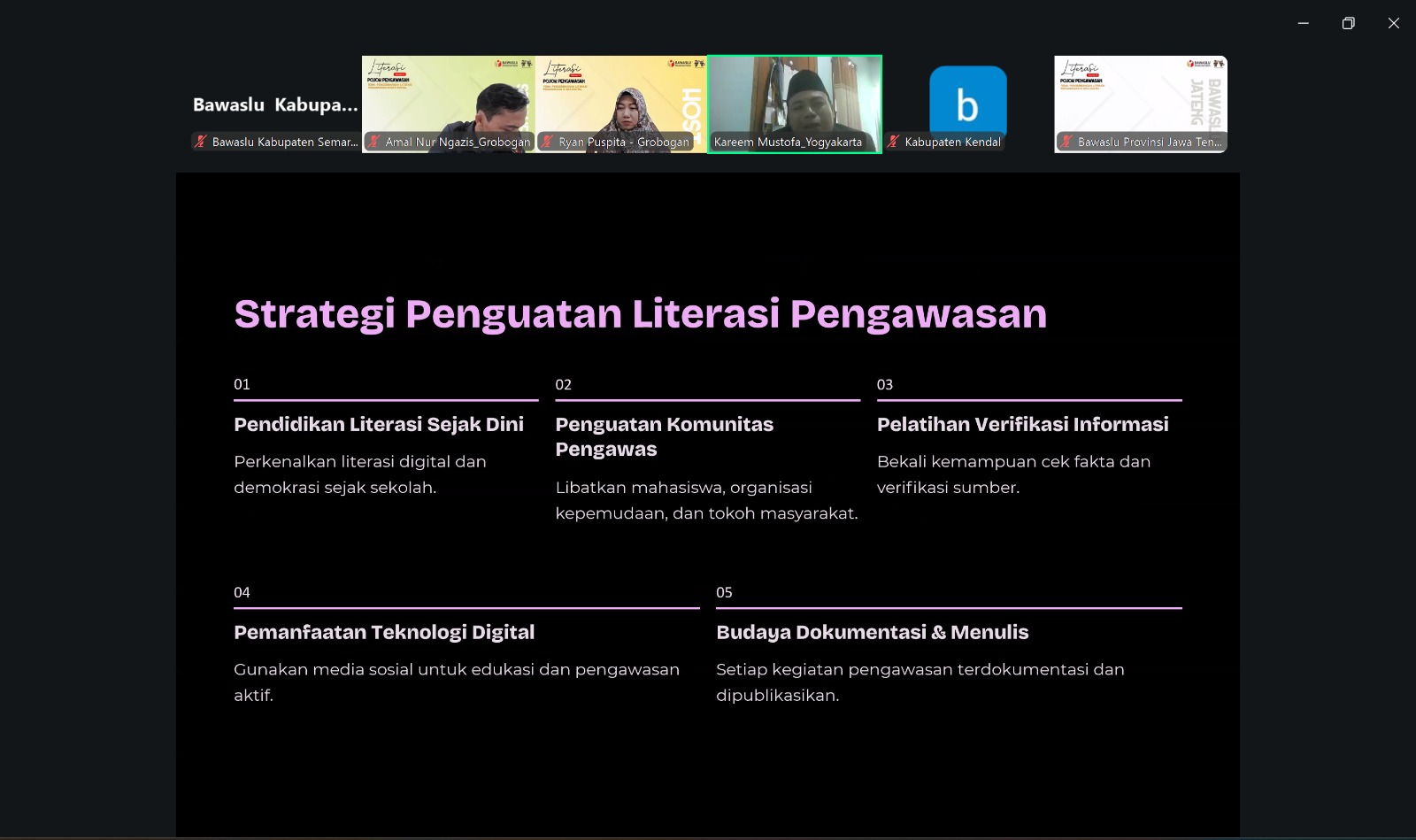 Kegiatan Literasi Pojok Pengawasan Edisi 15 dengan Tema "Pengembangan Literasi Pengawasan di Era Digital" yang diselenggarakan oleh Bawaslu Provinsi Jawa Tengah, Senin 8 Juni 2026