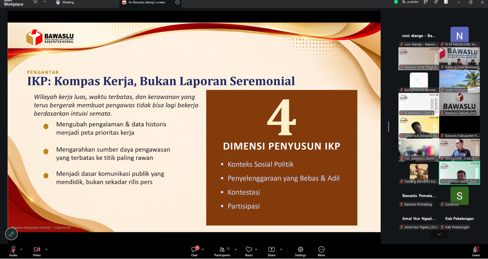 Kegiatan Literasi Pojok Pengawasan Volume 19: Urgensi IKP Menavigasi Pengawasan Pemilu (Belajar dari Pengalaman Tahun 2024) melalui zoom, Senin 24 Agustus 2026