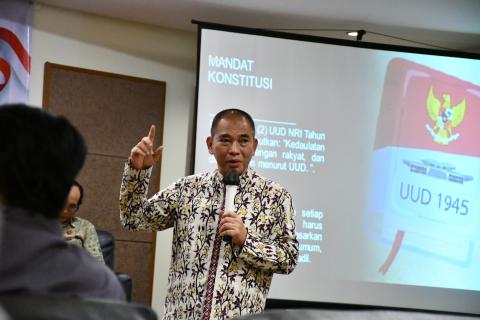 Anggota Komisi II DPR RI, Wahyudin Noor Aly dalam Kegiatan Penguatan Kelembagaan Pengawas Pemilu Bersama Mitra Kerja di The Wujil Resort & Convention, Ungaran, Senin 22 September 2025