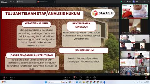 Zoom Meeting Selasa Menyapa dengan Tema "Peningkatan Kapasitas Teknis Penyusunan Kajian Hukum dan Telaah Staf", Selasa, (14/04/2026)