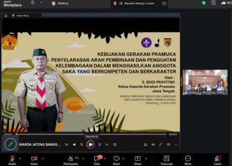 Ketua Kwartir Daerah Gerakan Pramuka Provinsi Jawa Tengah, S. Budi Prayitno dalam kegiatan Kursus Orientasi Singkat (KOS) dengan Bawaslu Kabupaten/Kota se-Jawa Tengah, Kamis 23 April 2026