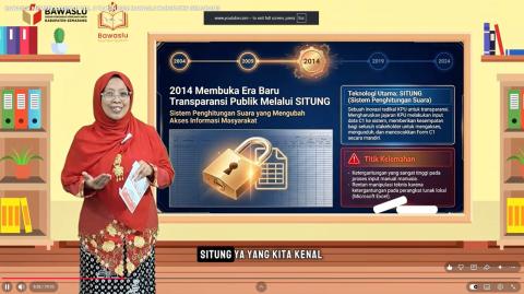 Koordinator Divisi Hukum dan Penyelesaian Sengketa, Ummi Nu'amah saat menjadi presenter dalam Bawaslu Membelajarkan Volume 2 Tahun 2026