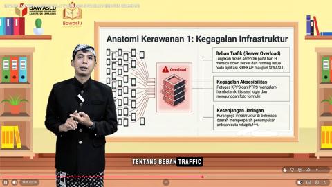 Anggota Bawaslu Kabupaten Semarang, Muharom Al Rosyid saat menjelaskan peta masalah transformasi rekapitulasi hasil pemilu dalam program Bawaslu Membelajarkan Volume 2 Tahun 2026