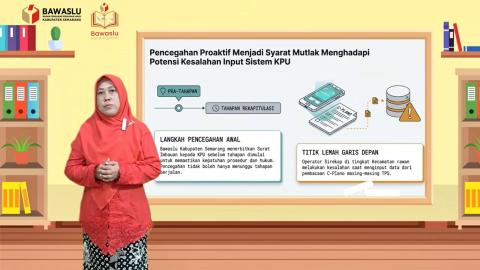 Koordinator Divisi SDMO dan Diklat Bawaslu Kabupaten Semarang, Fithriyah saat menjadi presenter Bawaslu Membelajarkan Volume 2 Tahun 2026