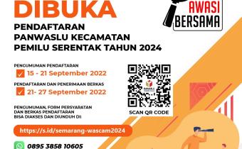 PENGUMUMAN PENDAFTARAN CALON ANGGOTA PANWASLU KECAMATAN DALAM PEMILU SERENTAK 2024