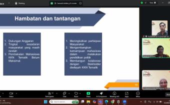 Divisi Pencegahan, Parmas dan Humas Bawaslu Kabupaten Semarang mengikuti Literasi Pojok Pengawasan volume kelima dengan tema KKN Tematik dalam Pengawasan Partisipatif Antara Peluang, Tantangan, dan Hambatan via Daring melalui Zoom Meeting