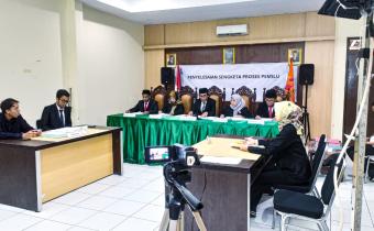 Suasana Simulasi Sidang Penyelesaian Sengketa Proses di Bawaslu Kabupaten Semarang