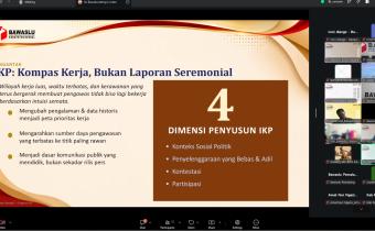 Kegiatan Literasi Pojok Pengawasan Volume 19: Urgensi IKP Menavigasi Pengawasan Pemilu (Belajar dari Pengalaman Tahun 2024) melalui zoom, Senin 24 Agustus 2026