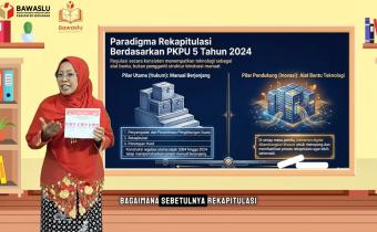 Koordinator Divisi Hukum dan Penyelesaian Sengketa, Ummi Nu'amah saat menjadi presenter dalam Bawaslu Membelajarkan Volume 2 Tahun 2026